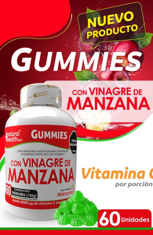 GUMMIES CON VINAGRE DE MANZANA x60 - Imagen 2
