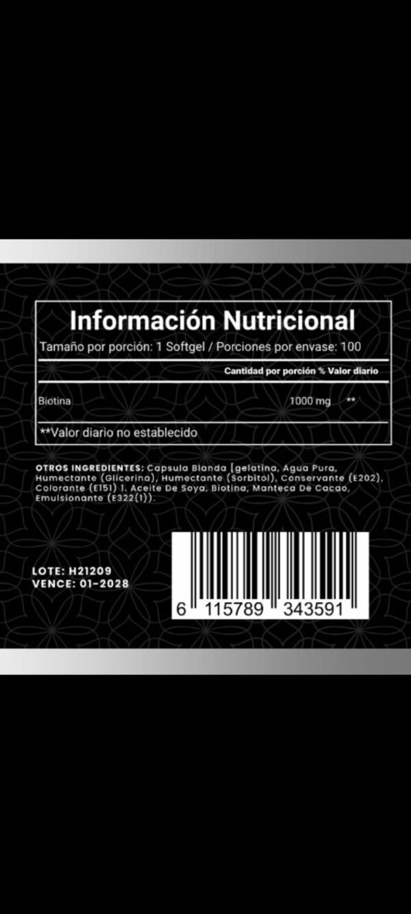 Biotina 1000mg X 100 Soft - Imagen 2