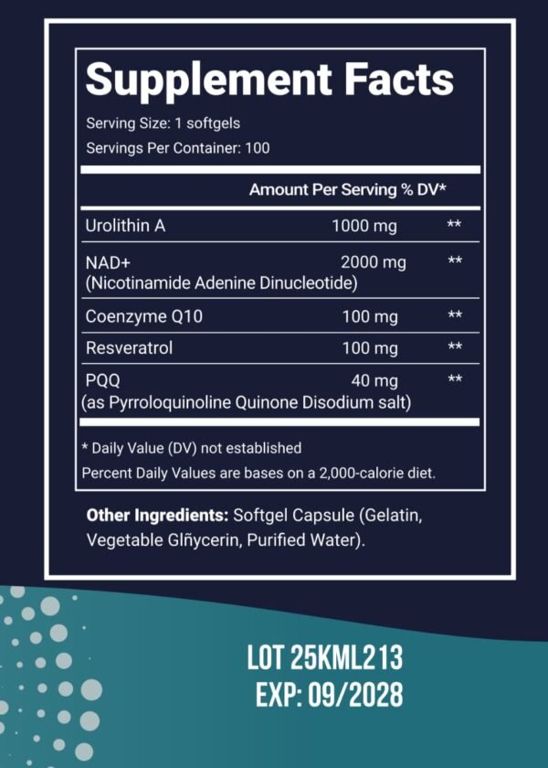 UROLITHIN A NAD+ CoQ10 RESVERATROL PQQ - Imagen 3