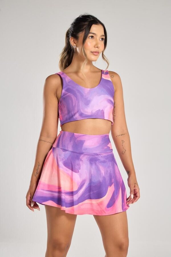 SET TOP DOBLE FLAZ + FALDA SHORT LILAC