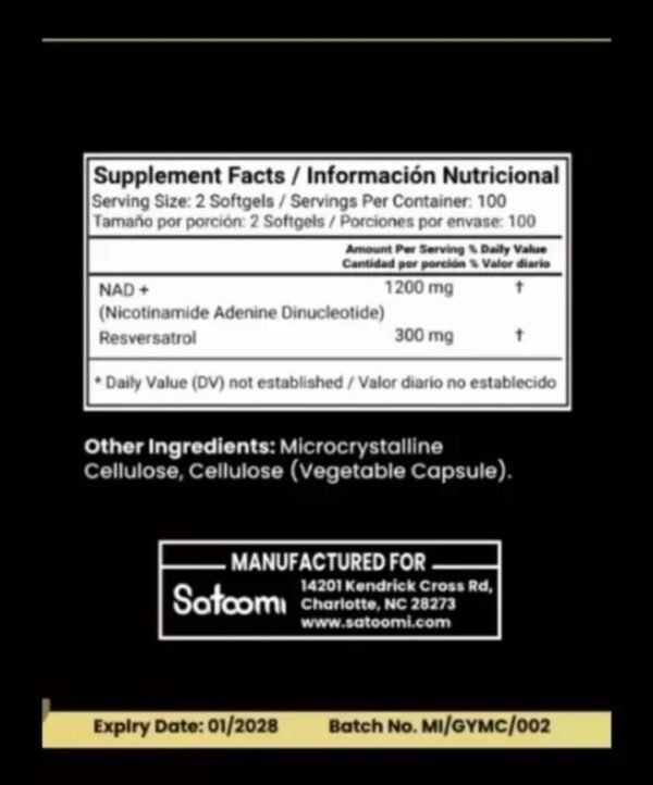 nad + resveratrol antioxidante - satoomi - Imagen 2