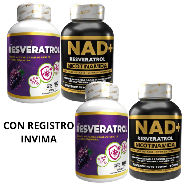 NAD +RESVERATROL x4 PASTAS INVIMA