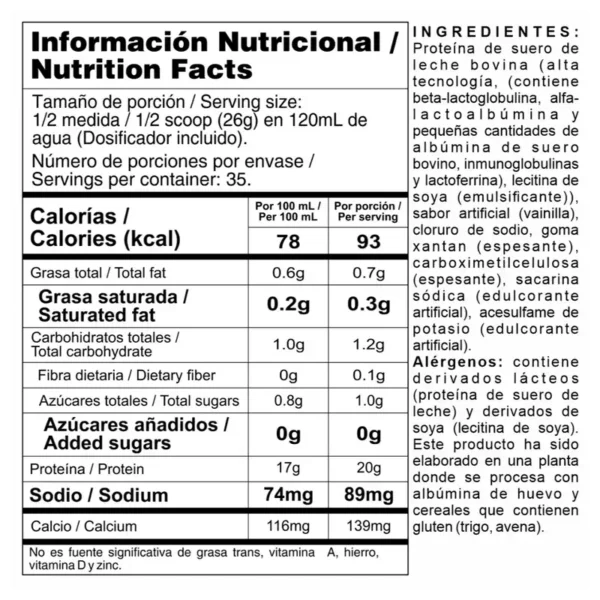 Bipro Classic Vainilla 2lb - Proteína de suero de leche - Imagen 2