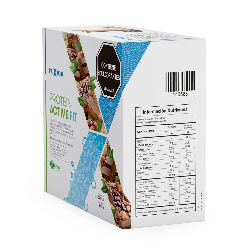 PROTEIN ACTIVE FIT - CHOCOLATE CON AVELLANAS CAJA 14 x 25 gr - Imagen 3