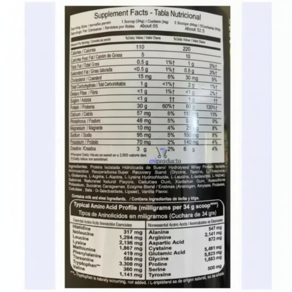 SUPER ADVANCED WHEY PROTEIN ISOLATE 5LBS - Imagen 2