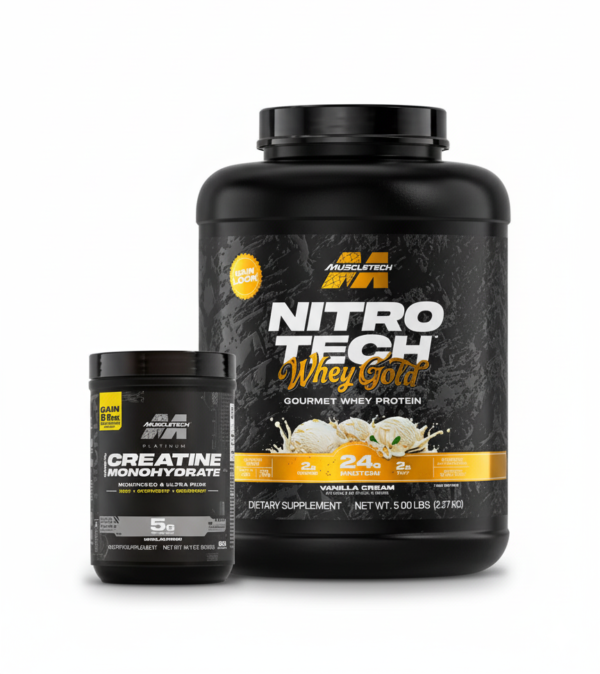 COMBO NITRO TECH WHEY GOLD 5 LIBRAS + CREATINA PLATINUM 80 SERVICIOS