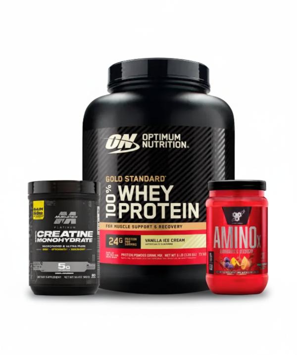 COMBO WHEY GOLD STANDARD 5 LIBRAS + CREATINA PLATINUM 80 SERVICIOS + AMINO X 30 SERVICIOS